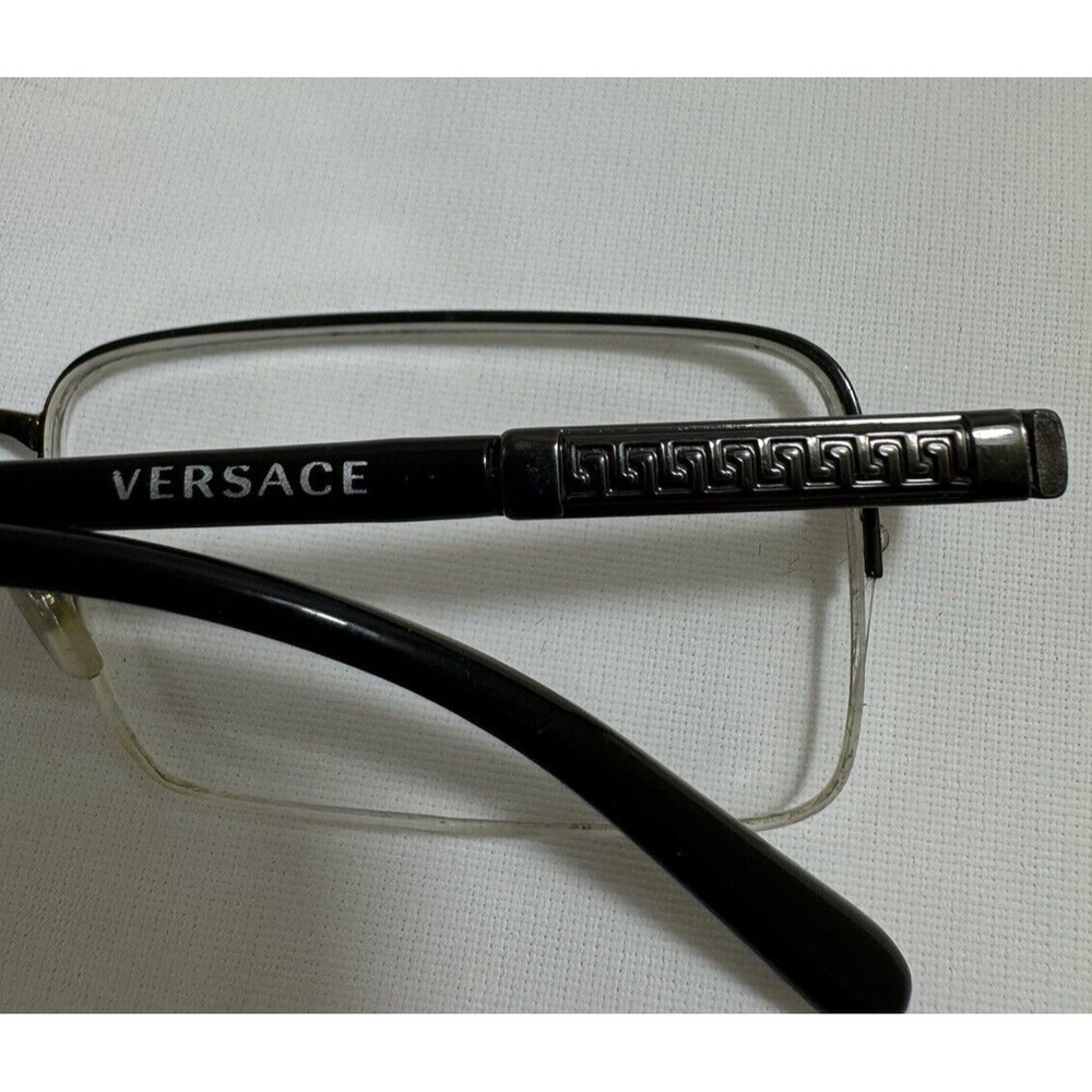 Versace Silver Black Rectangular Half Rim Eyeglas… - image 5